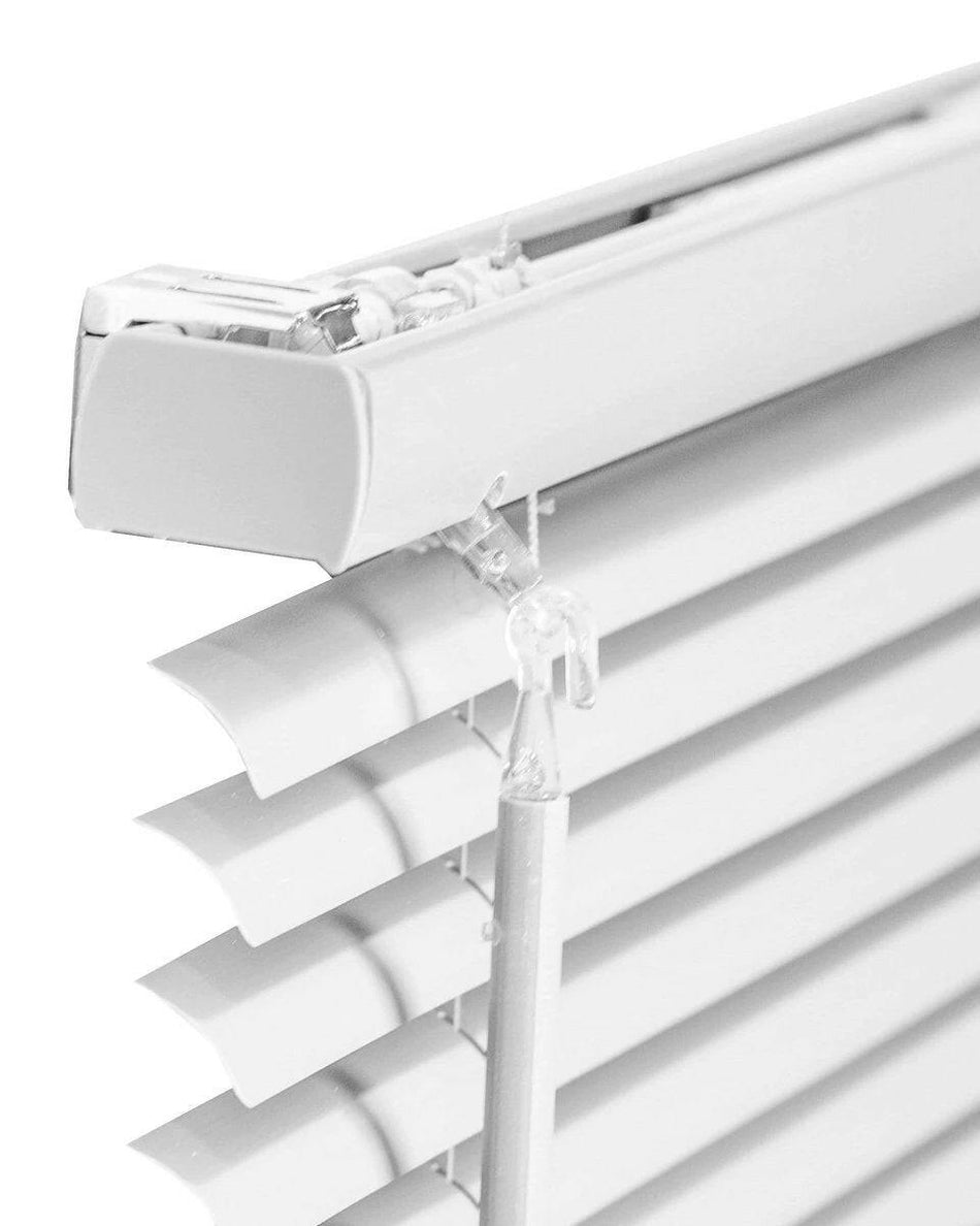 SABER SELECT  1 in. White Cordless Vinyl Mini Blinds (35 in. x 64 in.)