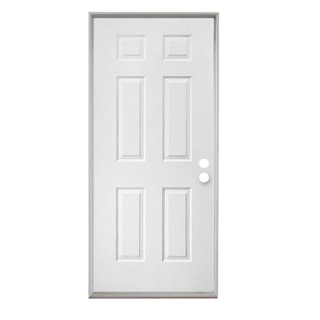 American Building Supply 32-in x 80-in Steel Right-Hand Inswing Primed Prehung Single Front Door Insulating Core