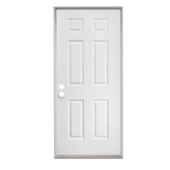 American Building Supply 30-in x 80-in Steel Right-Hand Inswing Primed Prehung Single Front Door Insulating Core