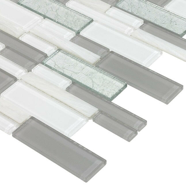 Elida Ceramica Silver Symphony 12-in x 12-in Glossy Glass Linear Wall Tile (Case of 12)