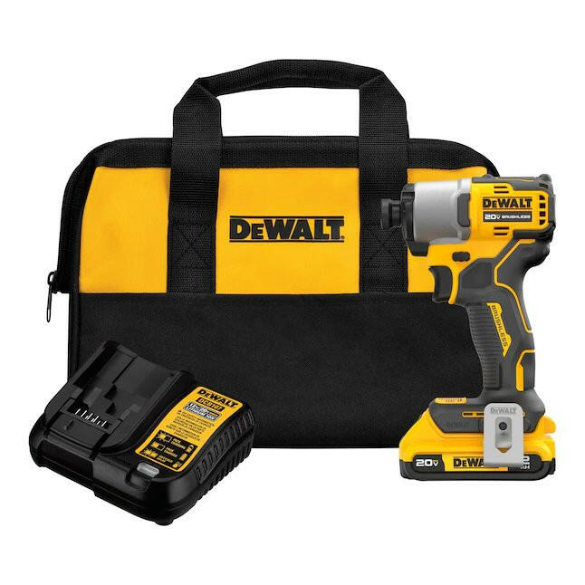 Controlador de impacto sin escobillas DEWALT de 20 V máx., 20 voltios máx. (1 batería incluida, cargador incluido y bolsa suave incluida)