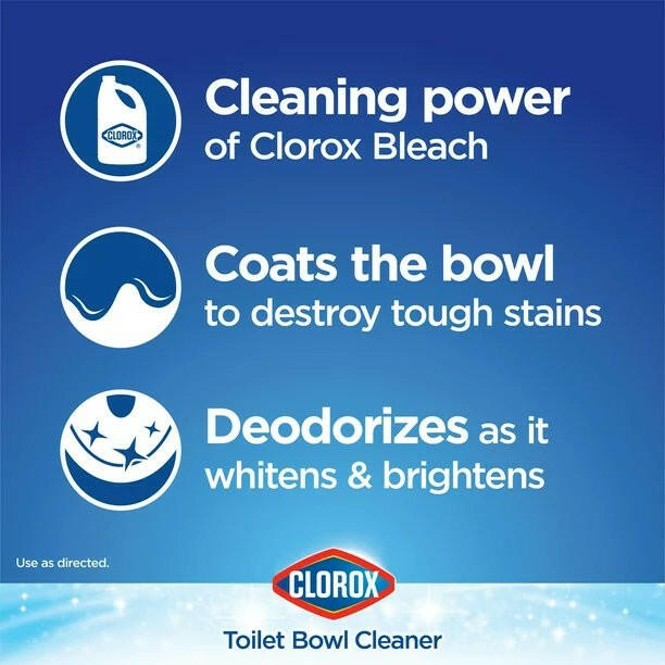 Clorox Toilet Bowl Cleaner with Bleach, Rain Clean (24 oz)