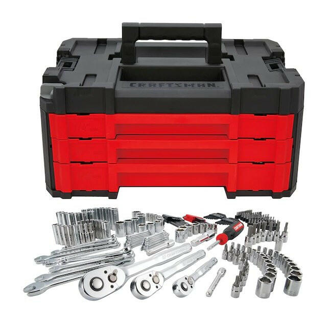 CRAFTSMAN  230-Piece Standard (SAE) and Metric Polished Chrome Mechanics Tool Set (1/4-in; 3/8-in; 1/2-in; 1-in) with Hard Case