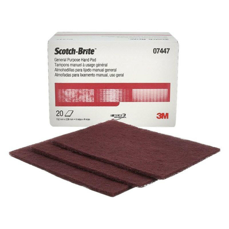3M 7447 - Scotch-Brite™ Almohadilla manual de uso general de óxido de aluminio muy fino de 9" x 6" - 20 piezas