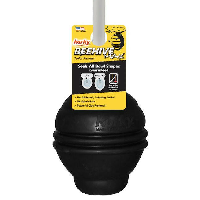 Korky 6-in Black Rubber Plunger with 14.25-in Handle
