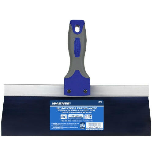 Warner 12 in. ProGrip Blue Steel Drywall Taping Knife, Soft Grip Handle