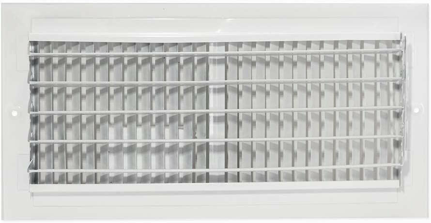 EZ-FLO 14" x 6 Zoll Zwei-Wege-Belüftungs-Seitenwand-/Deckenregister aus Stahl, Stahlkanalöffnung