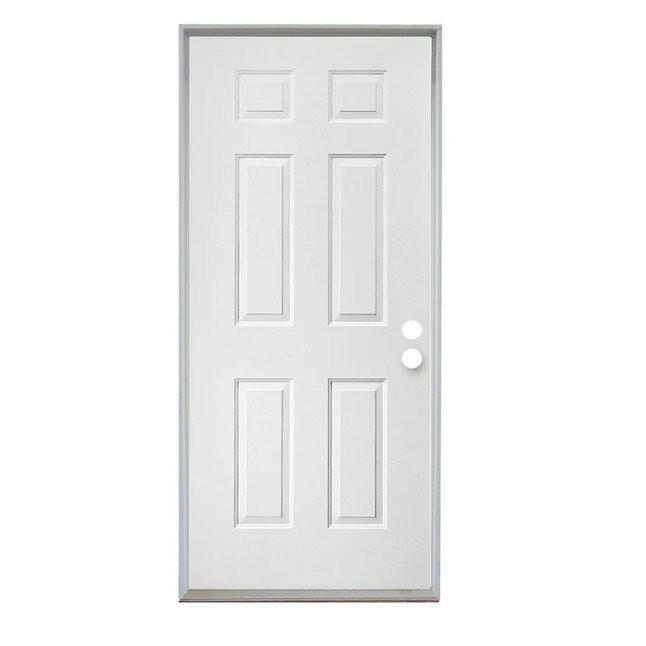 American Building Supply 32-in x 80-in Steel Left-Hand Inswing Primed Prehung Single Front Door Insulating Core