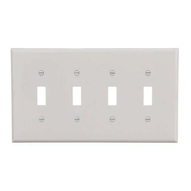 4-Pole Toggle Switch Plate (Standard, White)