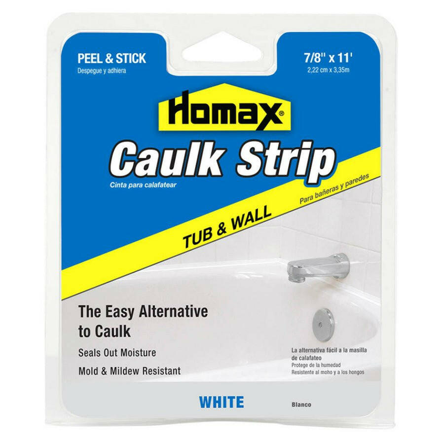 Homax Tub & Wall Caulk Strip, White - 7/8 in. x 11-Ft