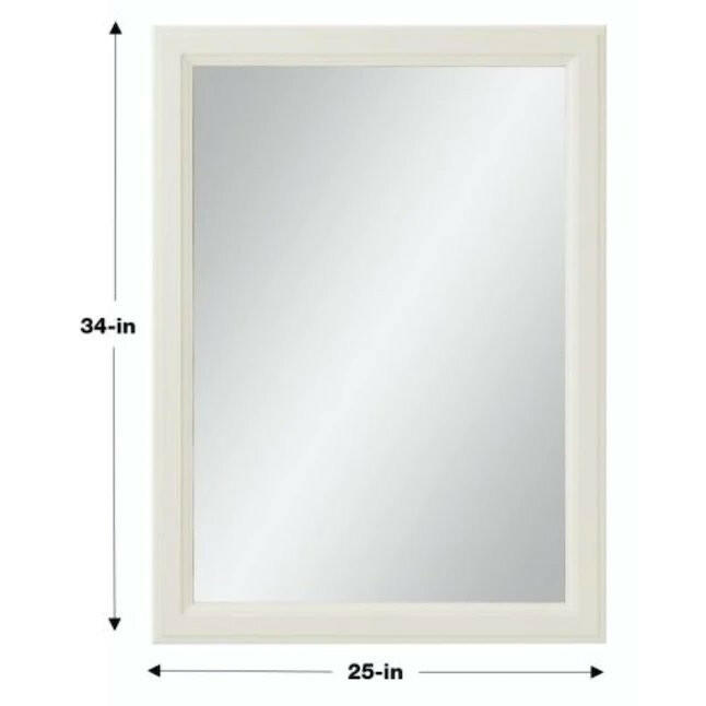 Espejo de tocador para baño con marco rectangular blanco Diamond de 25 pulgadas de ancho x 34 pulgadas de alto