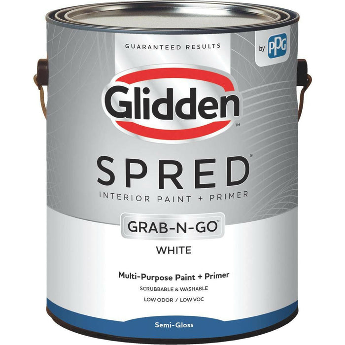 Glidden Spred Interior Paint + Primer Grab-n-go White Semi-gloss 1 Gallon