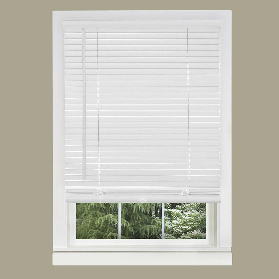 SABER SELECT  1 in. White Cordless Vinyl Mini Blinds (47 in. x 48 in.)