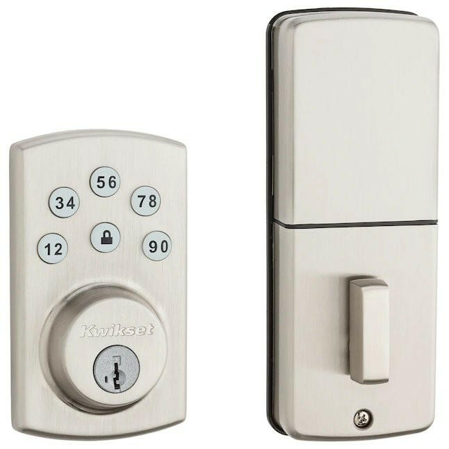 Kwikset Powerbolt2 Satin-Nickel-Einzylinder-Smartkey-Tastatur mit elektronischem Riegel und beleuchteter Tastatur