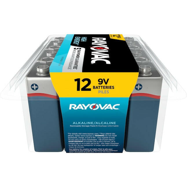 Pilas alcalinas de alta energía Rayovac de 9 voltios (paquete de 12)