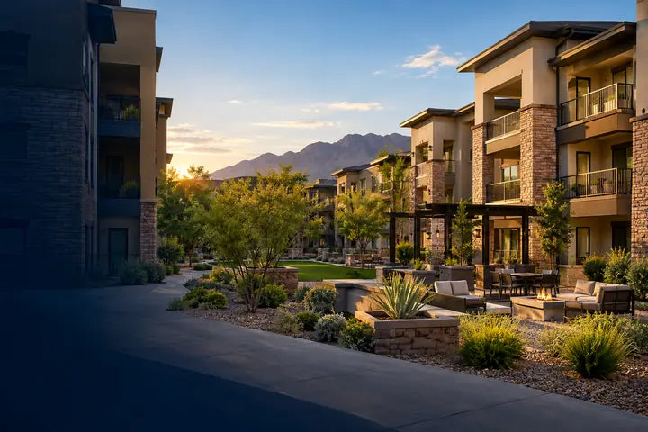 Apartment buildings and shared outdoor spaces for property improvement inspiration